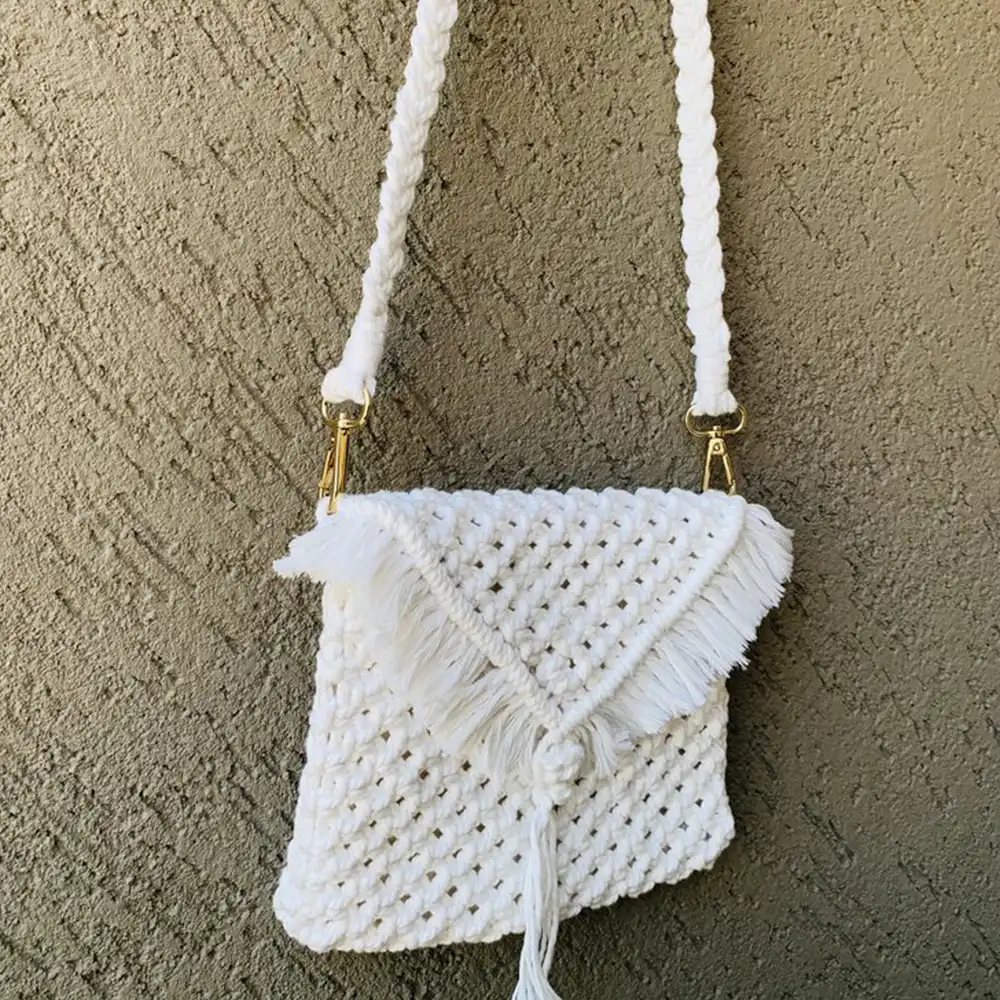 Boho Style White Macrame Cotton Sling Bag – SKV Tradex